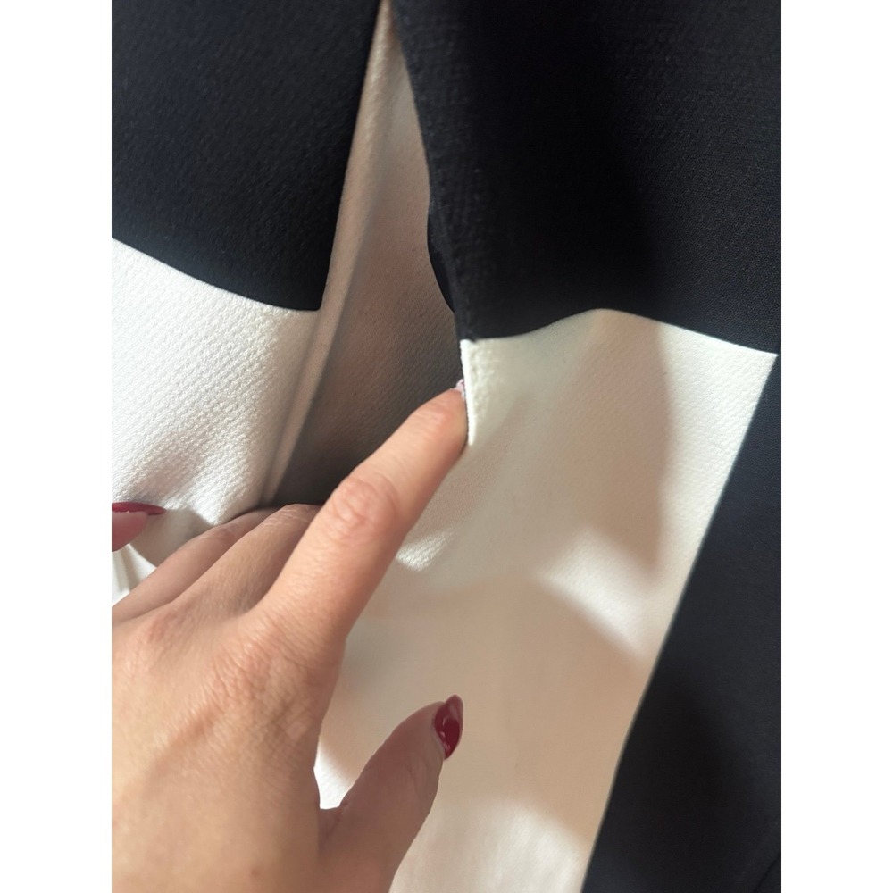 Michael Kors Colorblock Coat Size 4 Black Ivory Mod Retro Statement Jacket - Picture 4 of 8